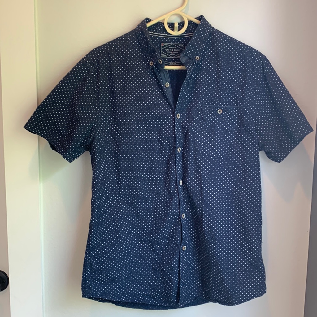 Navy Patterned Button Down